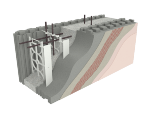 3D model JUBHome WALL 390 "zidaka", z vgrajeno armaturo in zalitim betonom