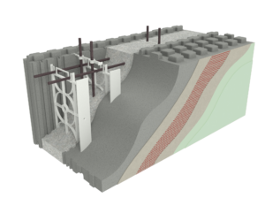 3D model JUBHome WALL 465 "zidaka", z vgrajeno armaturo in zalitim betonom