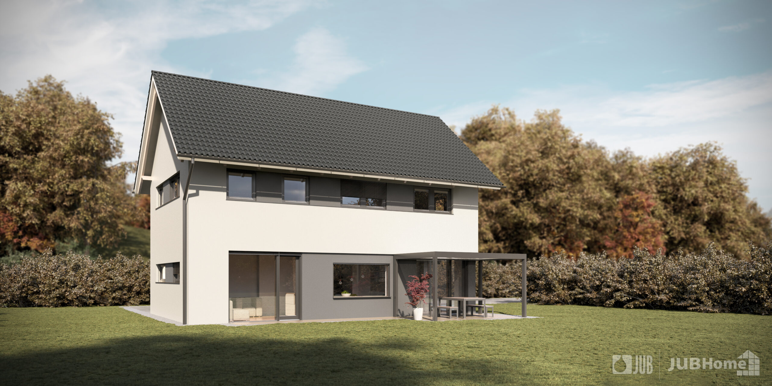 Vizualizacija zunanjosti JUBHome tipske hiše Classic 123