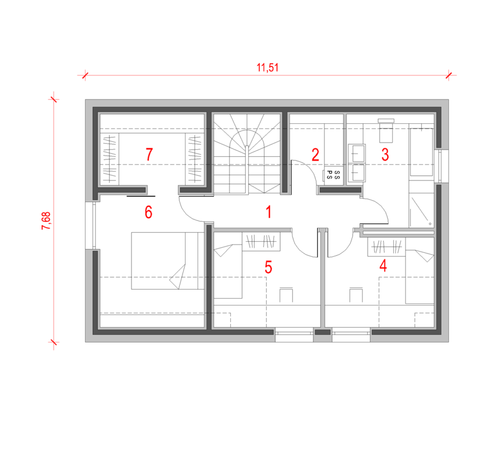 Tloris mansarde hiše Classic 127