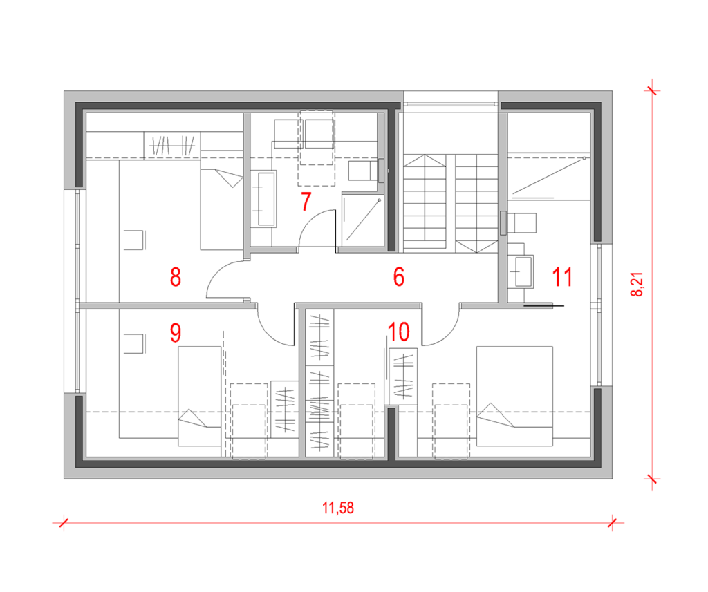 Tloris nadstropja hiše Classic 132 D