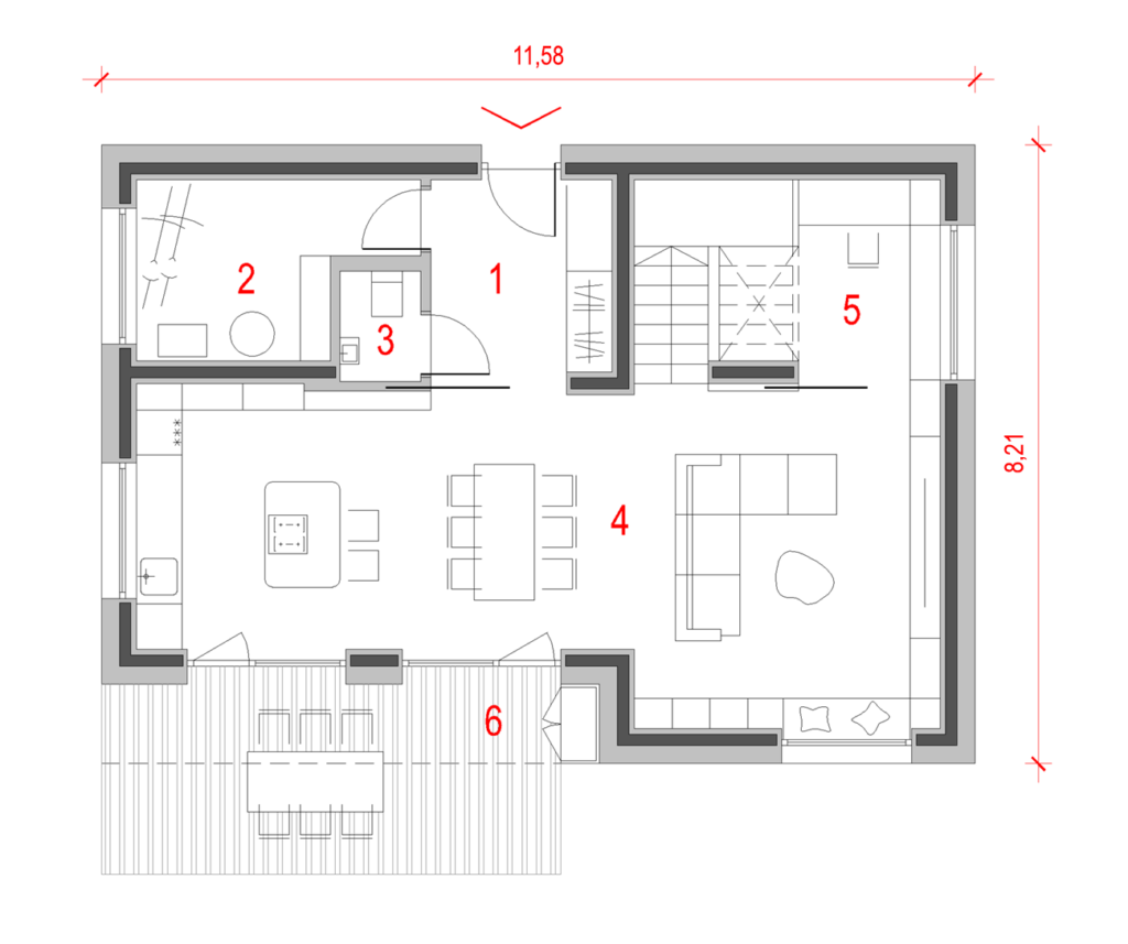Tloris pritličja hiše Classic 132 D