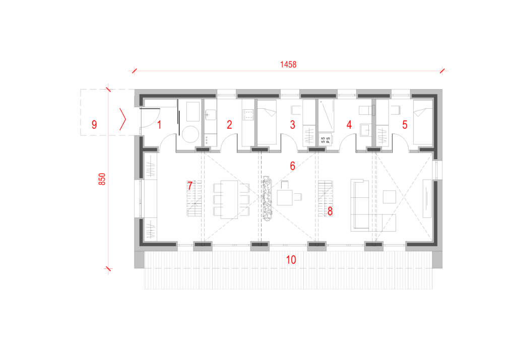 Tloris JUBHome hiše Minimis 87 - verzija 4