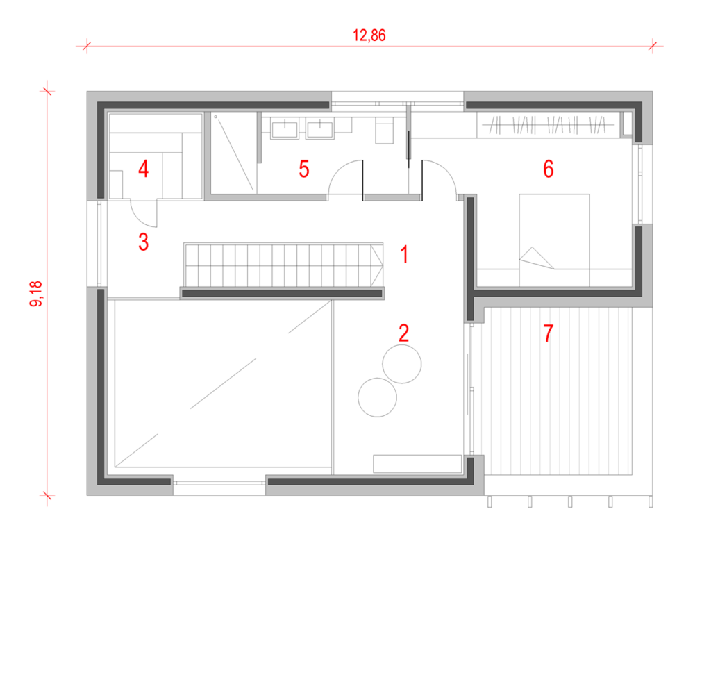 Tloris nadstropja Modern 147