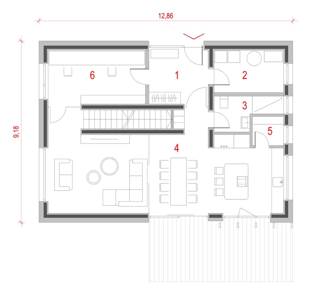Tloris pritličja Modern 143