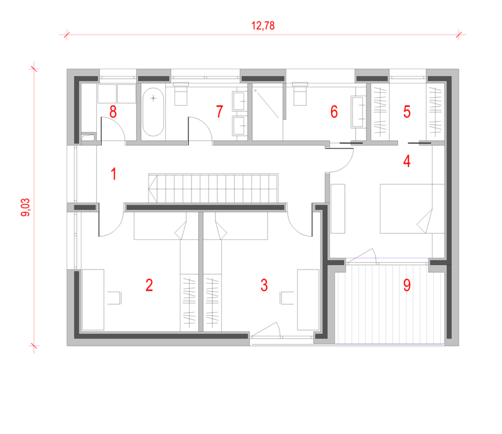 Tloris nadstropja Modern 147