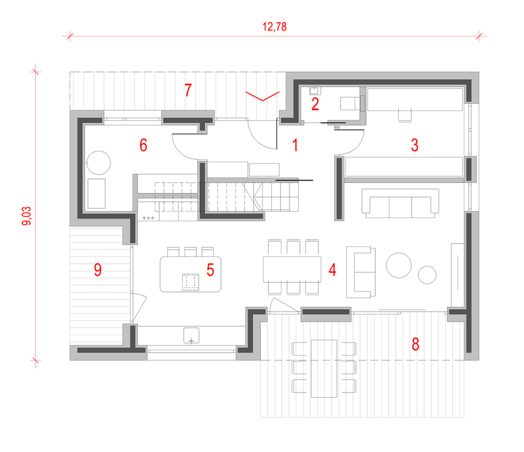 Tloris pritličja Modern 147
