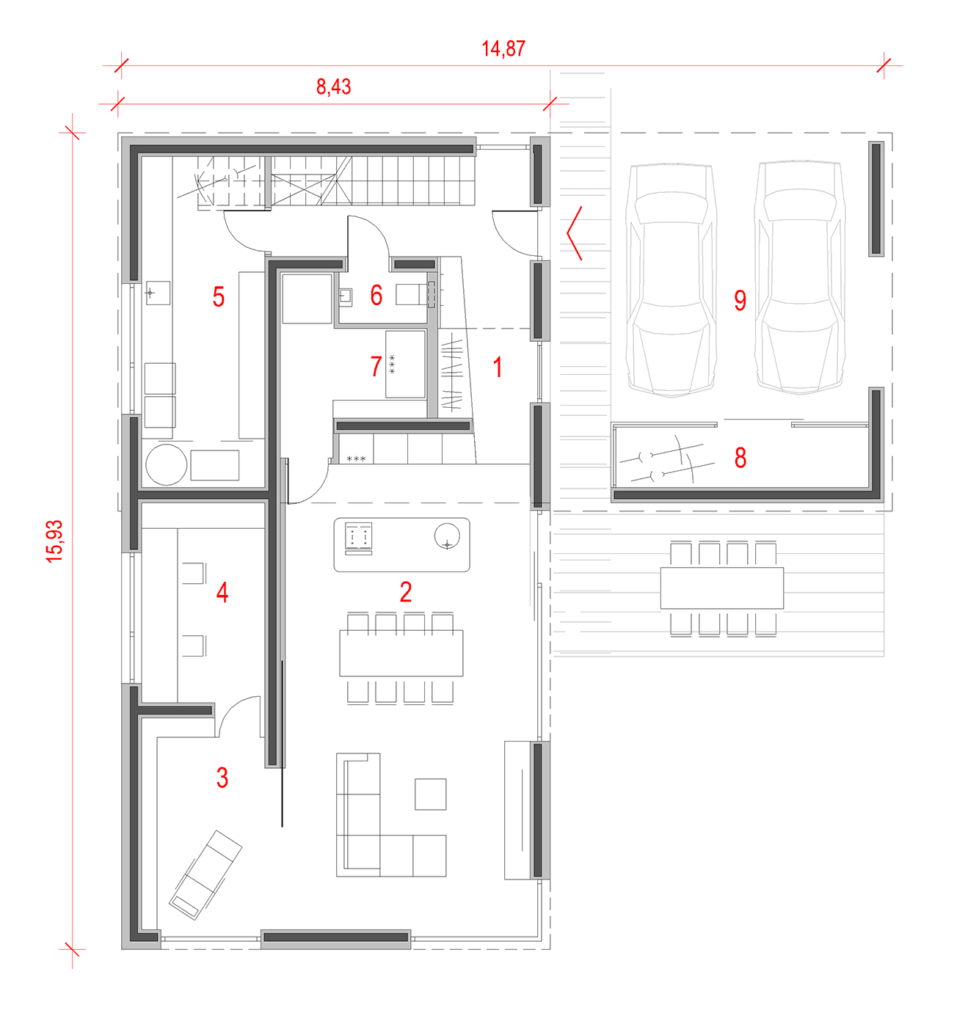 Modern 186 R - pritličje objekta